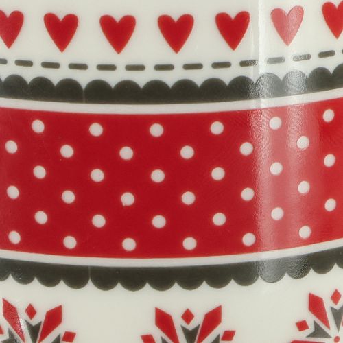 Artikel Kerstmok beker keramiek mok rood en wit Ø10cm H9cm