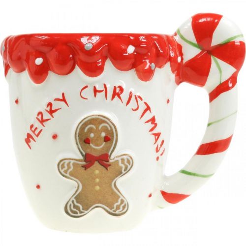 Artikel Kerstbeker Merry Christmas wit keramiek H10,5cm