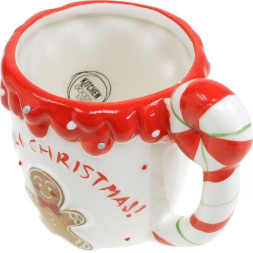 Artikel Kerstbeker Merry Christmas wit keramiek H10,5cm