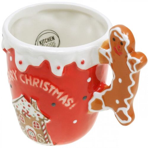 Artikel Kerstbeker Merry Christmas rood keramiek H10,5cm