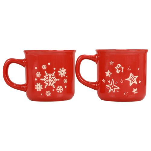 Floristik24 Kerstbekers beker rood keramiek beker H9cm 2st