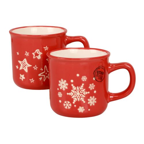 Floristik24 Kerstbekers beker rood keramiek beker H9cm 2st