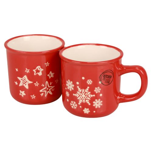 Floristik24 Kerstbekers beker rood keramiek beker H9cm 2st