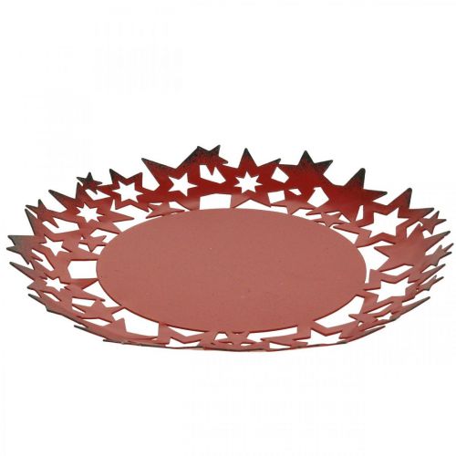 Artikel Kerstbord metalen sierbord met sterren rood Ø34cm