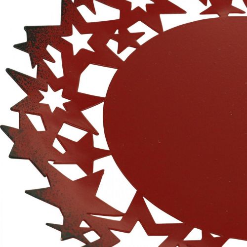 Artikel Kerstbord metalen sierbord met sterren rood Ø34cm