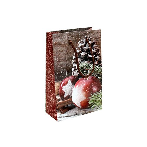 Floristik24 Kersttas met appel, kegelsmotief 12x19cm 1stuk