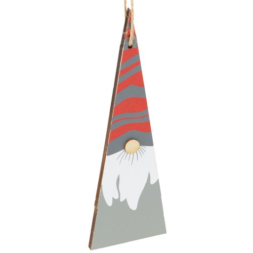 Floristik24 Kerstkabouters hout om op te hangen grijs rood 15/19,5cm 8 stuks