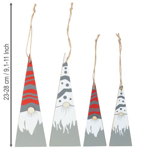 Floristik24 Kerstkabouters hout om op te hangen grijs rood 15/19,5cm 8 stuks