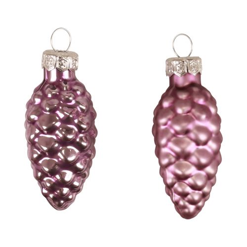 Floristik24 Kerstkegels glas paars glazen kegels Kerst 6,5cm 10 st