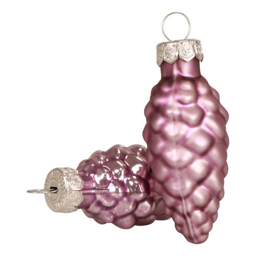 Floristik24 Kerstkegels glas paars glazen kegels Kerst 6,5cm 10 st