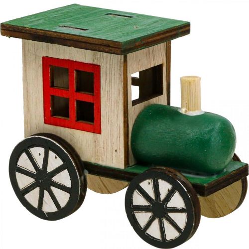 Artikel Kersttrein spoorwegdecoratie houten locomotief H7,5cm 4 stuks