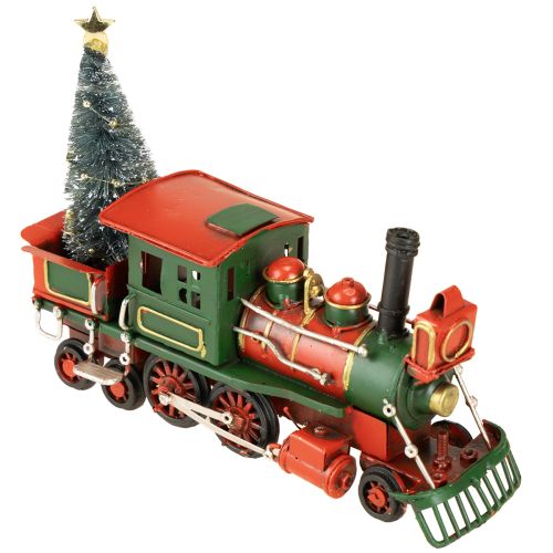 Floristik24 Kersttrein rode metalen decoratieve locomotief met kerstboom 20cm
