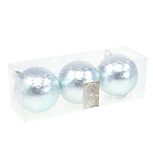 Floristik24 Kerstbal kunststof Ø8cm ijsblauw 3st