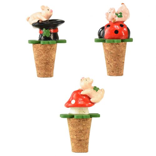 Artikel Wijnkurk champagnekurk wijnstopper gelukssymbolen 6,5cm 3 st