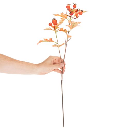 Kunstmatige meidoorntak met bladeren en bessen, 62 cm | Floristik24.nl