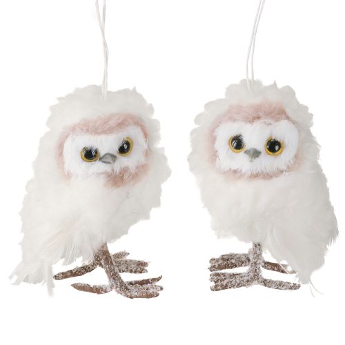 Floristik24 Witte uil decoratie om op te hangen uilenkuikens wit 12cm 2st