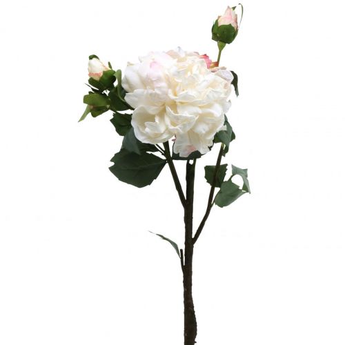 Floristik24 Witte rozen kunstroos groot met drie knoppen 57cm