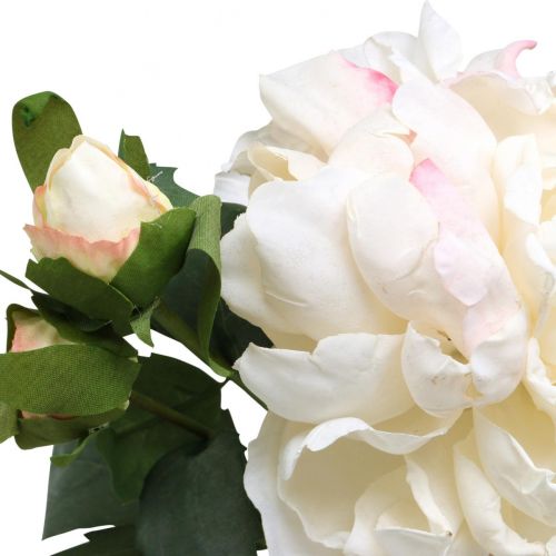 Artikel Witte rozen kunstbloemen roos groot met drie knoppen 57cm