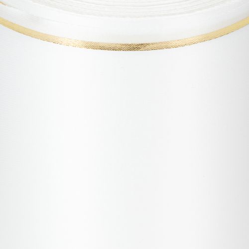 Artikel Wit kranslint met gouden rand, geschikt voor computerbedrukking, satijnen lint, waterdicht, 25 m x 125 mm