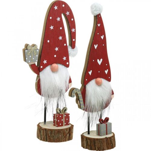 Floristik24 Houten kabouterdecoratie kerstkabouter H26/30cm 2st