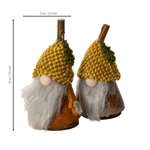 Artikel Set van 6 kabouterbeeldjes met gebreide muts en eikel, 10 cm.