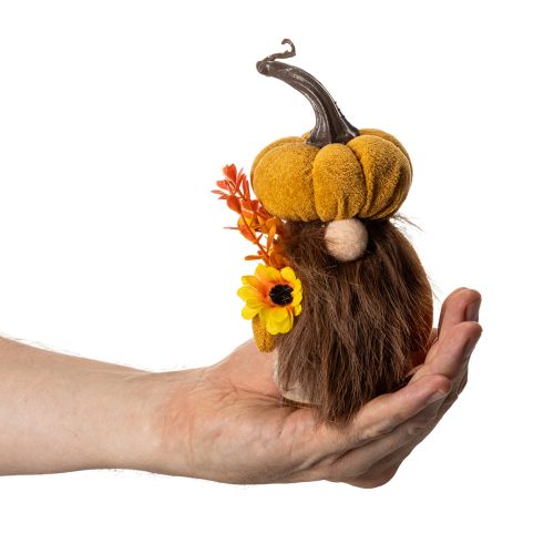 Herfstfiguurtje: pompoenkabouter met zonnebloem en baard, 16 cm, 2 stuks | Floristik24.nl