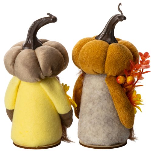 Herfstfiguurtje: pompoenkabouter met zonnebloem en baard, 16 cm, 2 stuks | Floristik24.nl