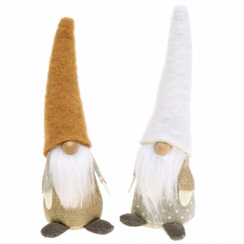 Floristik24 Imp met baard bruin, wit, naturel 16cm 2st