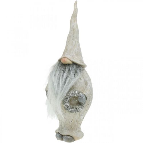 Artikel Decoratieve elf met baard en krans Kerstelf 14x×12×36cm