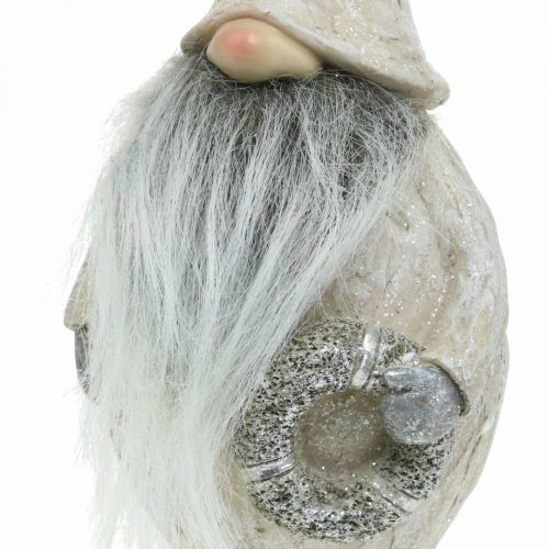 Artikel Decoratieve elf met baard en krans Kerstelf 14x×12×36cm