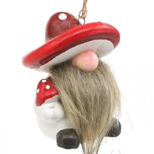 Floristik24 Decoratieve kabouter keramiek om op te hangen met paddestoelhoed rood, wit H8cm 4st