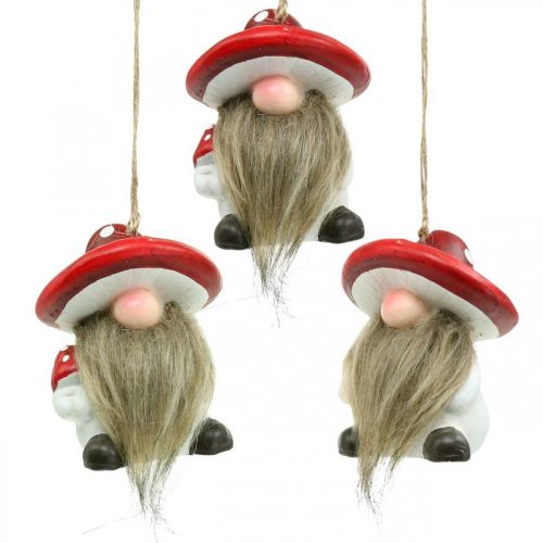 Floristik24 Decoratieve kabouter keramiek om op te hangen met paddestoelhoed rood, wit H8cm 4st