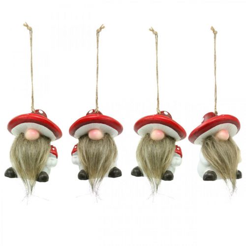 Floristik24 Decoratieve kabouter keramiek om op te hangen met paddestoelhoed rood, wit H8cm 4st