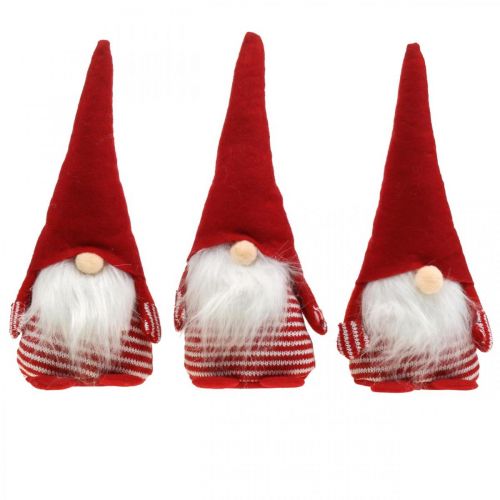 Floristik24 Kabouter met baard, adventsdecoratie, decoratieve dwerg H24cm B9cm 3st