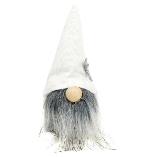 Artikel Kerstelfen met baard wit, grijs 12cm 4 st