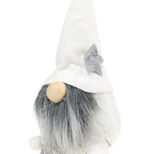 Artikel Kerstelfen met baard wit, grijs 12cm 4 st