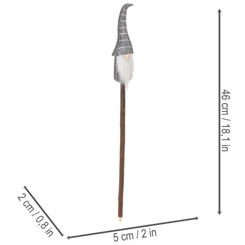 Decoratieve kabouterfiguur met gestreepte hoed op houten stok, 46 cm, 6 stuks | Floristik24.nl