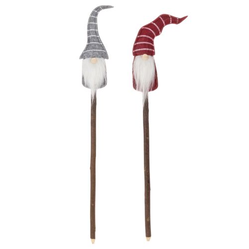 Decoratieve kabouterfiguur met gestreepte hoed op houten stok, 46 cm, 6 stuks | Floristik24.nl