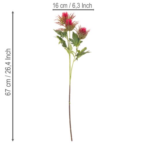 Kunstmatige rode disteltak voor decoratie, 67 cm, 3 stuks | Floristik24.nl