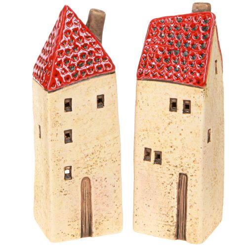 Lantaarn Advent keramiek huisje herfstdecoratie H18/18,5cm 2 stuks