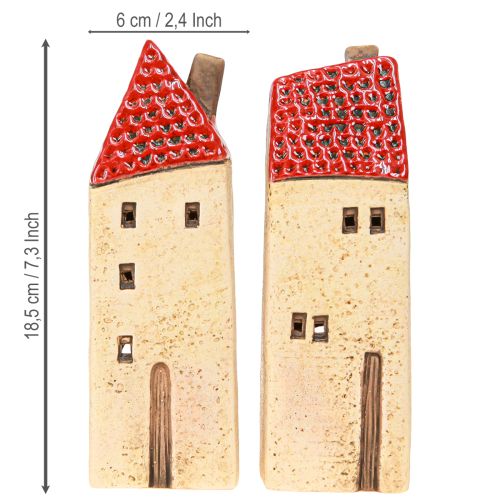Artikel Lantaarn Advent keramiek huisje herfstdecoratie H18/18,5cm 2 stuks