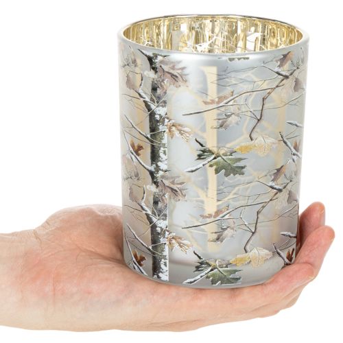 Glazen lantaarn met takkenmotief, gouden binnenkant, 12 cm | Floristik24.nl
