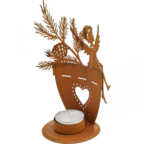 Artikel Theelichthouder kerst engel decoratie roest decoratie Ø8cm H18cm