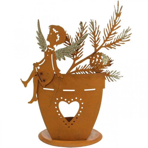 Artikel Theelichthouder kerst engel decoratie roest decoratie Ø8cm H18cm