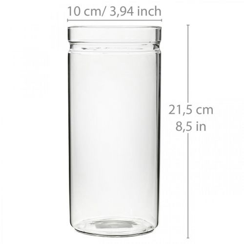 Floristik24 Bloemenvaas, glazen cilinder, ronde glazen vaas Ø10cm H21,5cm