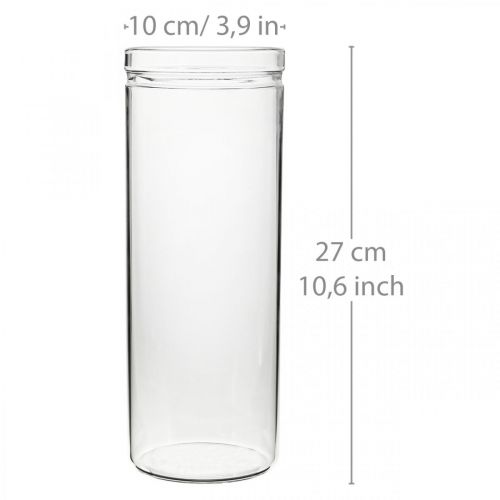 Artikel Bloemenvaas, glazen cilinder, glazen vaas rond Ø10cm H27cm
