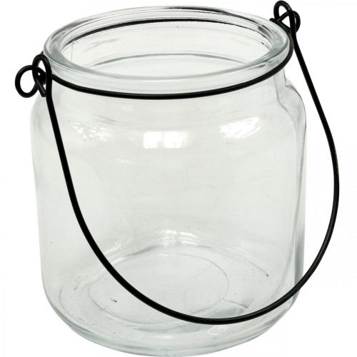 Floristik24 Lantaarn glazen hanglantaarn met handvat Ø8cm H10,5cm