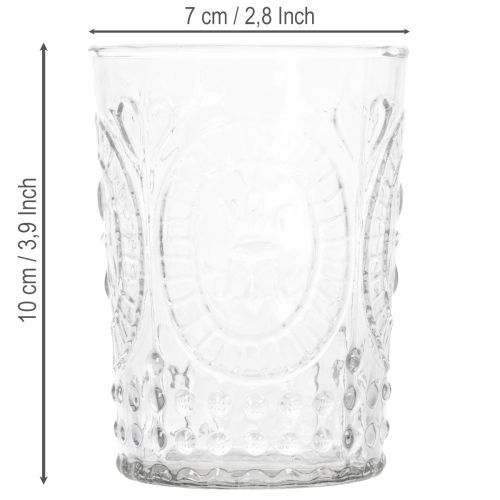 Glazen stormlantaarn, kaarsenhouder, theelichthouder, glas Ø7,5cm H10cm | Floristik24.nl