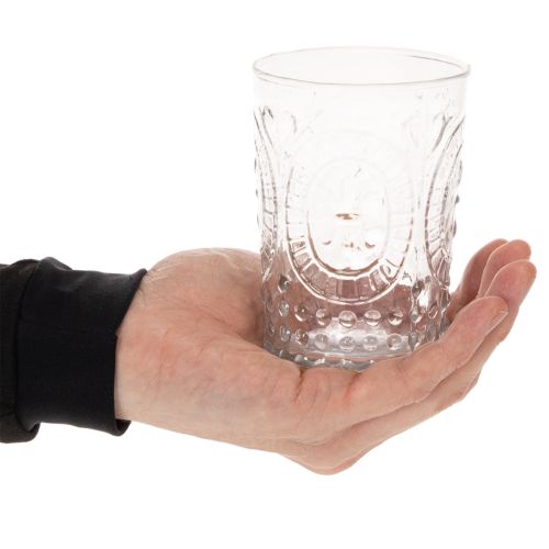 Glazen stormlantaarn, kaarsenhouder, theelichthouder, glas Ø7,5cm H10cm | Floristik24.nl