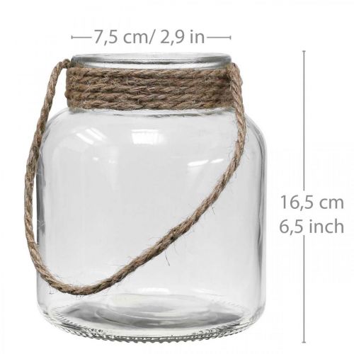 Artikel Lantaarn glas, theelichthouder om op te hangen H16.5cm Ø14.5cm